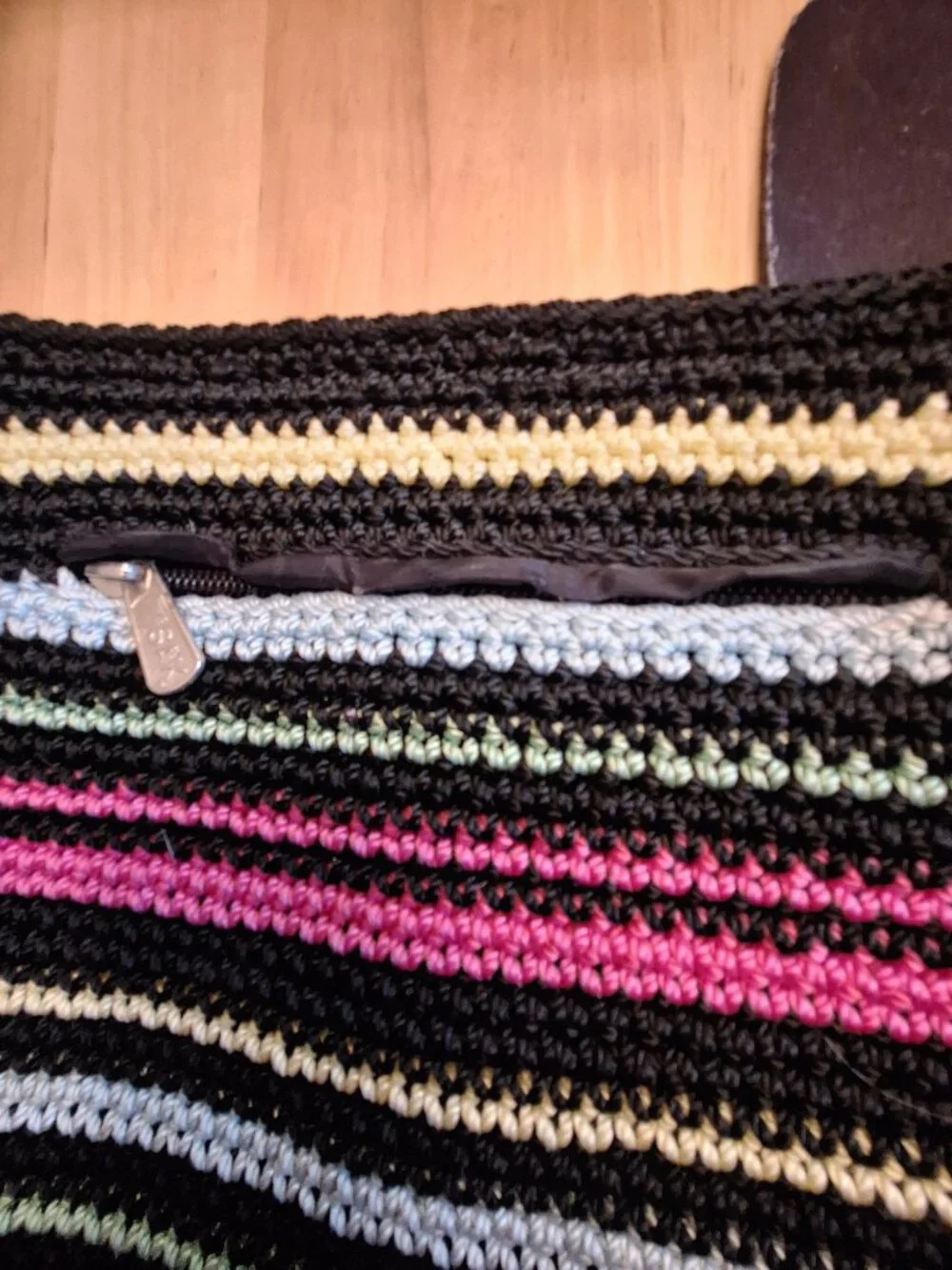 TheSak Crochet Shoulder Bag Y2K Colorful Striped Boho Retro Artsy Maximalist Fun